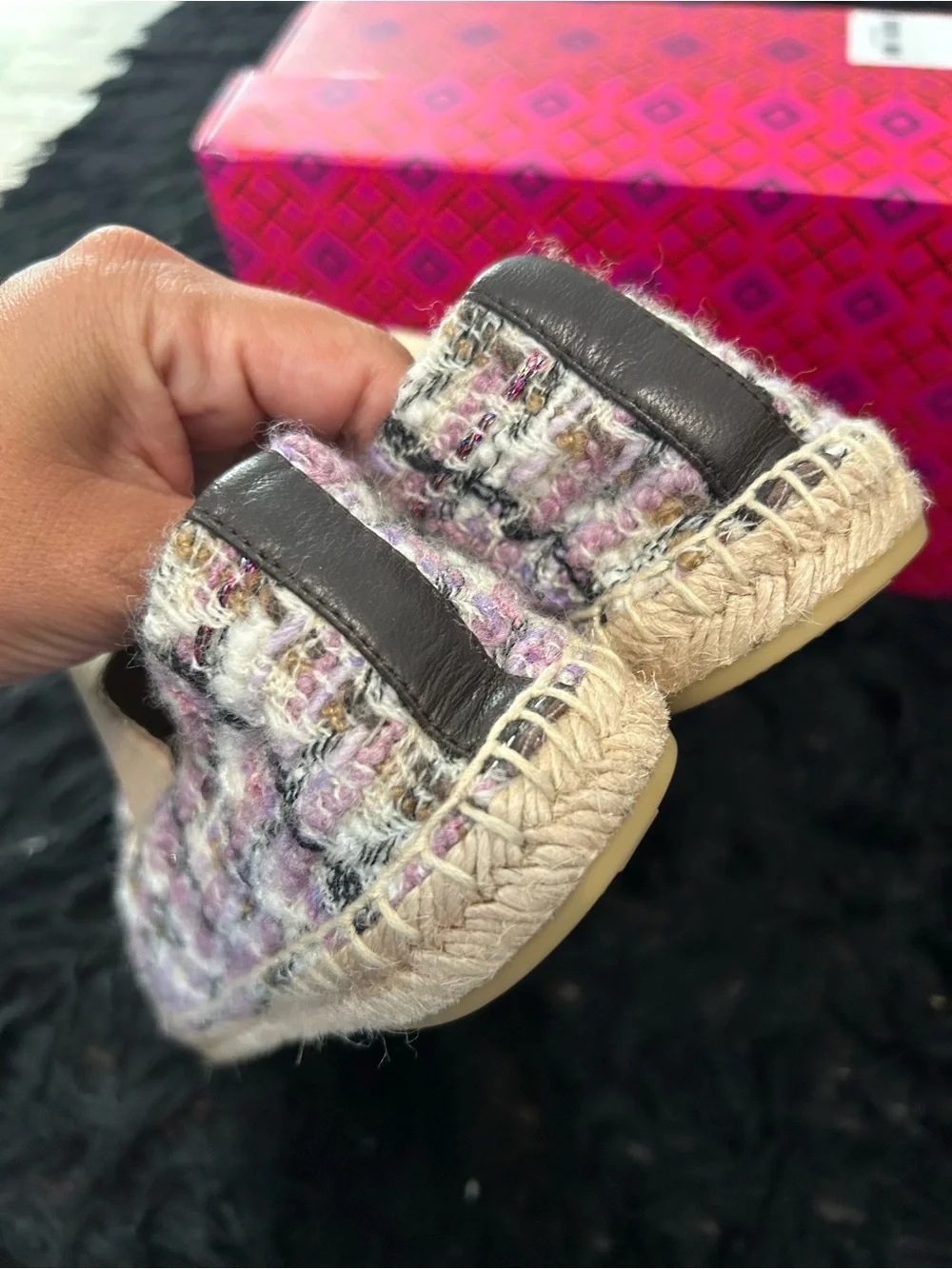 TORY BURCH TB multicolored espadrille flats slip on shoes women’s 8 new